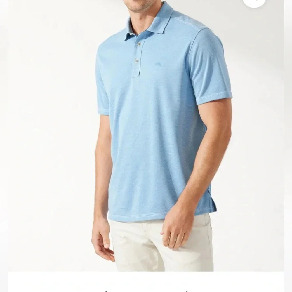 Tommy Bahama Paradiso Cove Golf Shirt in Chambray Blue-Size Medium